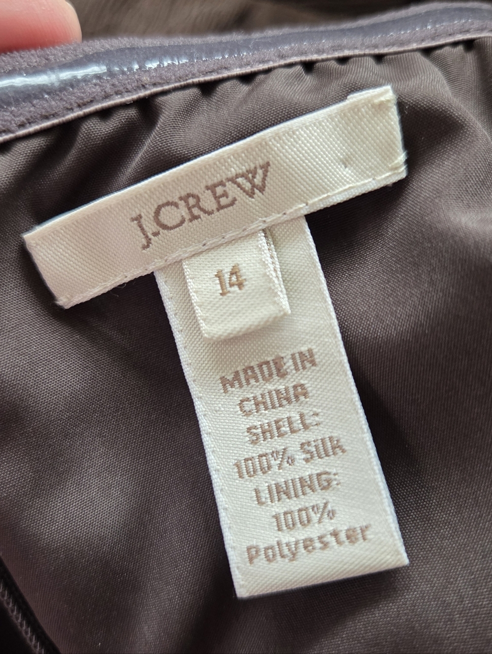 J. Crew Strapless Silk Dress Brown Empire Waist Pleated Midi Size 14 - Picture 6 of 7